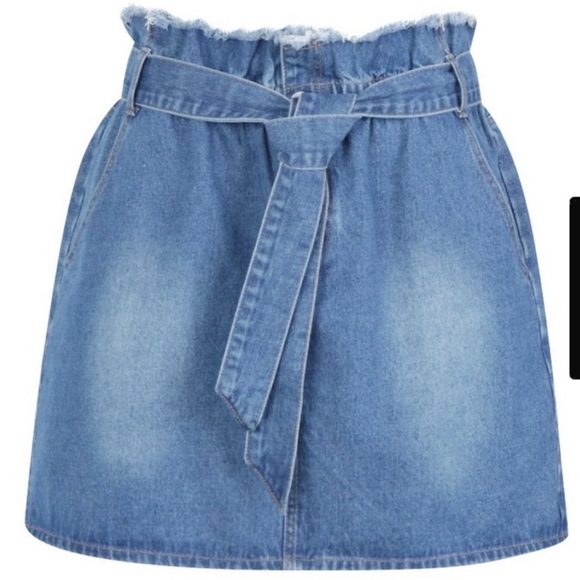 Boohoo Plus Dresses & Skirts - Boohoo Paperbag Waist Denim Skirt